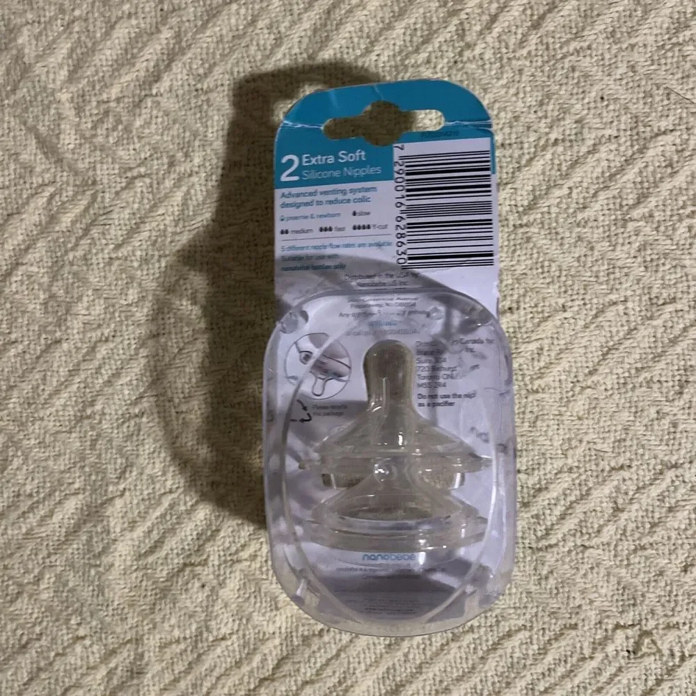 Nanobebe Silicone Nipples Twin Pack Preemie & Newborn Extra Soft NEW
